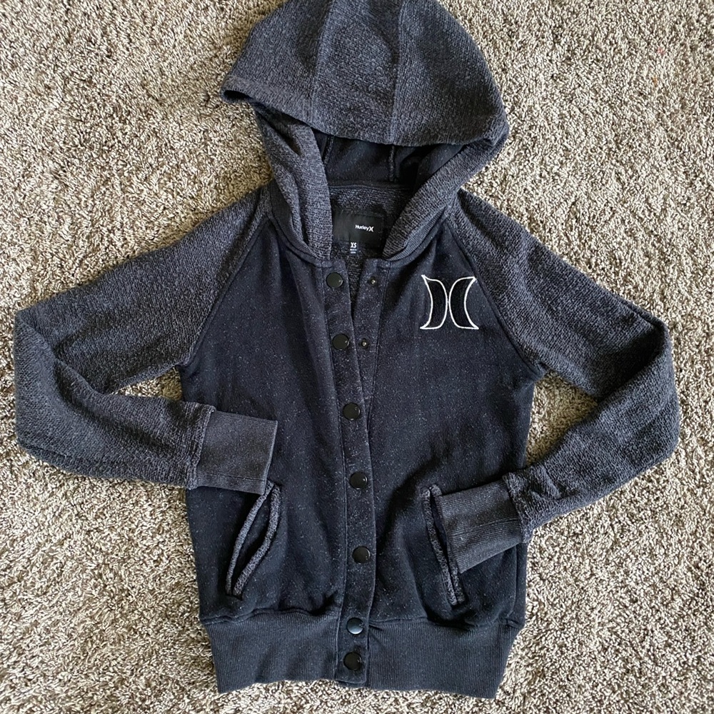 Hurley Black & Gray Hooded Jacket